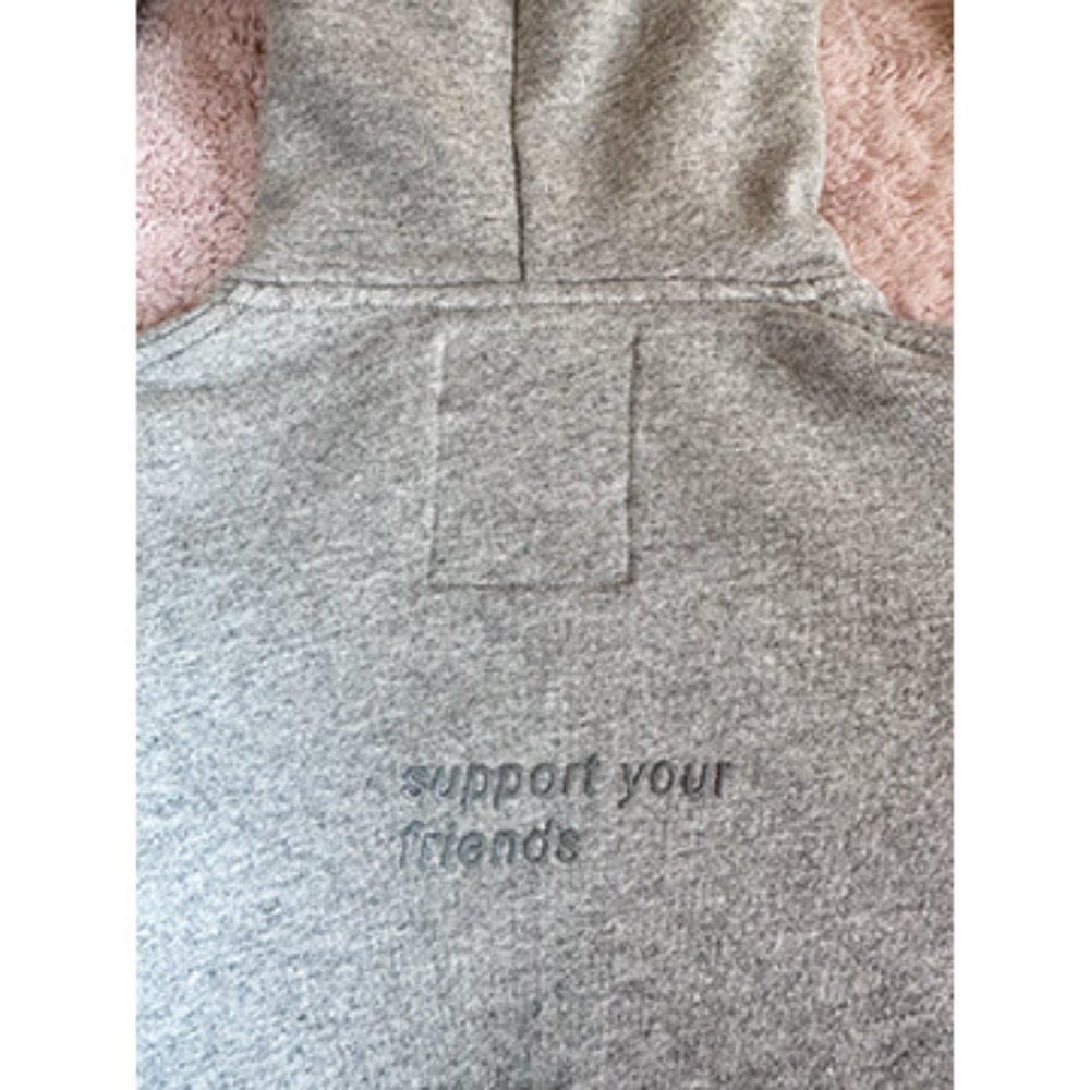 Grey Cropped sweatshirt KROST ZIP Limited Edition SUPPORT YOUR FRIENDS HOODIE - Picture 4 of 16